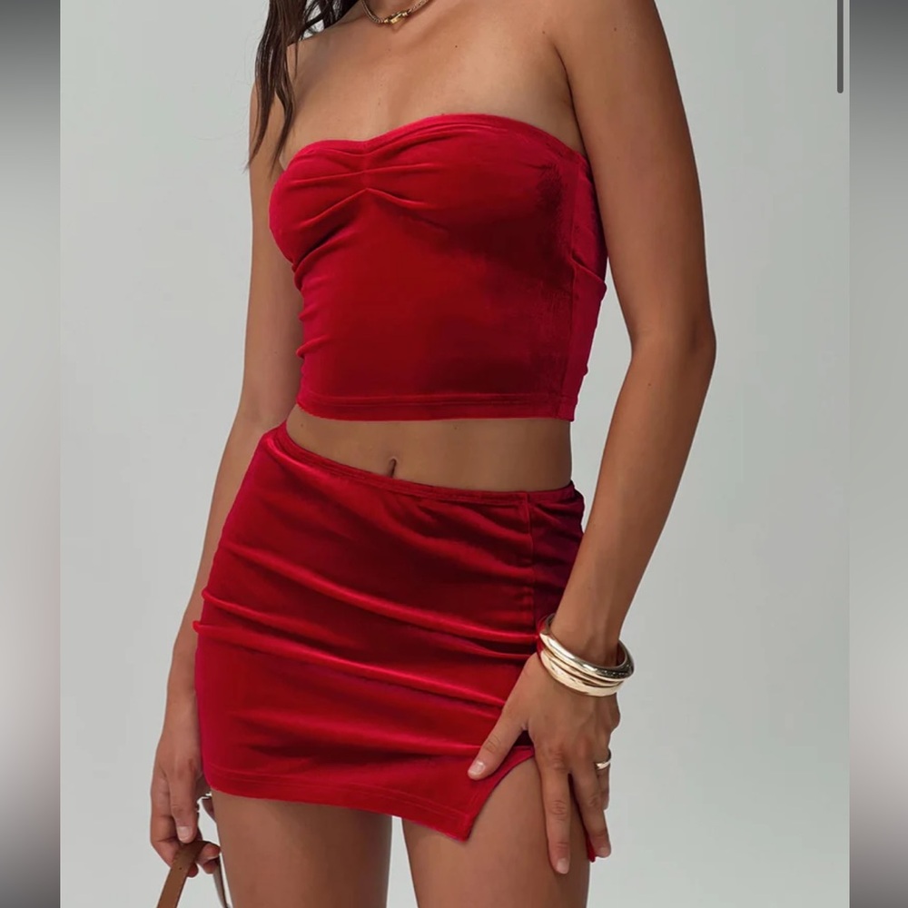 Princess Polly Kampala Velvet Set Red